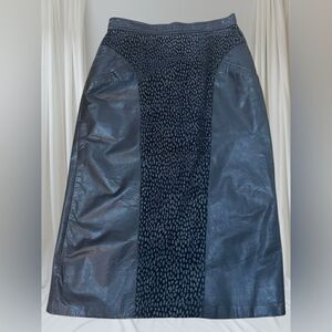 Vintage Winlit Black Leather Zipper Midi Pencil Wiggle 28” Fitted Skirt